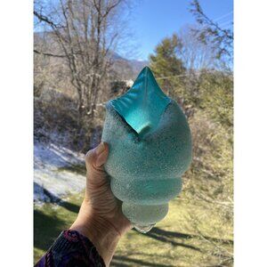 VTG MURANO BLOWN GLASS CONCH SHELL SCAVO FINISH 9 1/2" LONG 2 lb. 4.3oz.